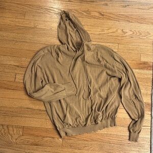 Forever 21 Tan Distressed Hoodie Sweater